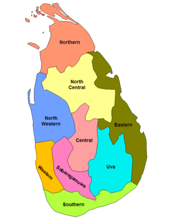 Sri Lanka provinces map