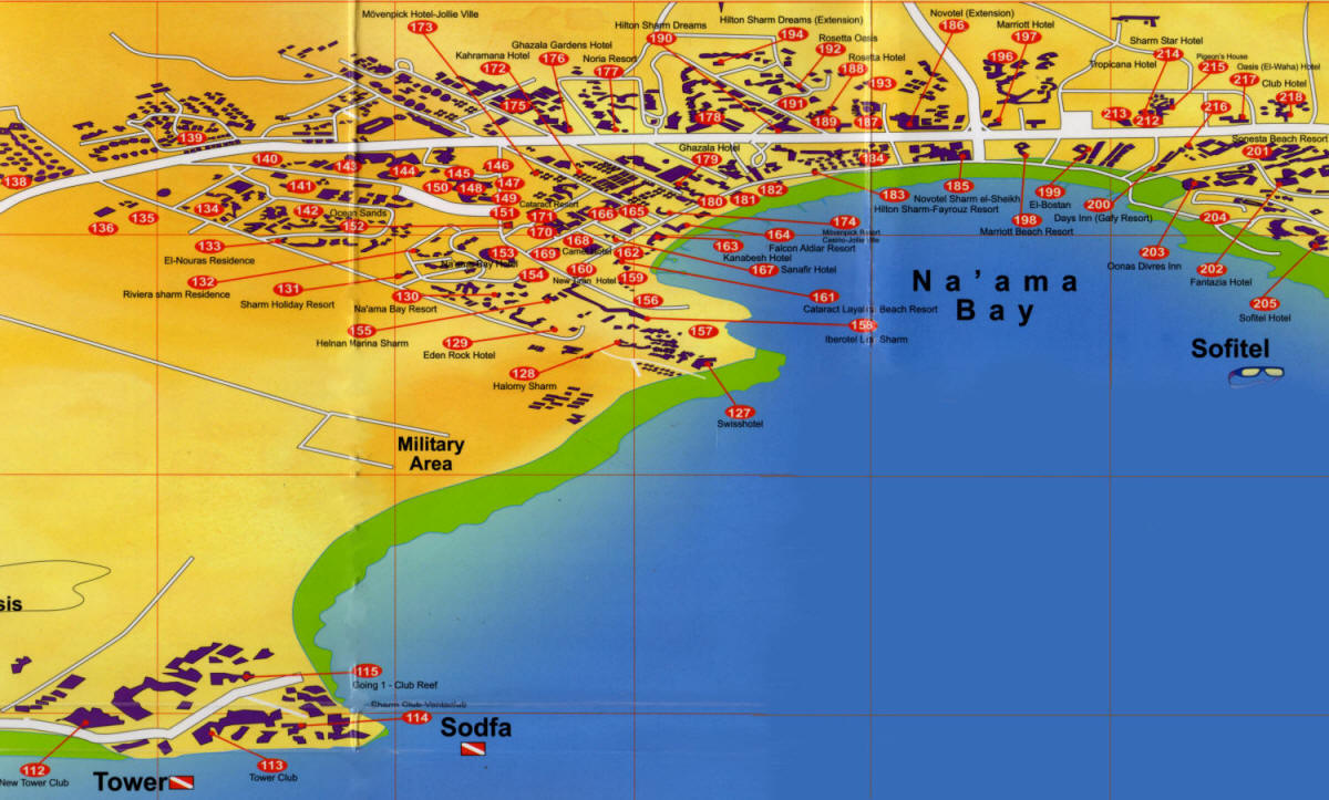 Hotel Map of Naama Bay Sharm